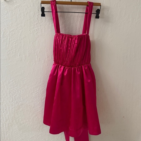 Maeve Anthropologie Hot Pink Satin A-line Mini Party Cocktail Dress Size 0 NWT - Picture 2 of 6